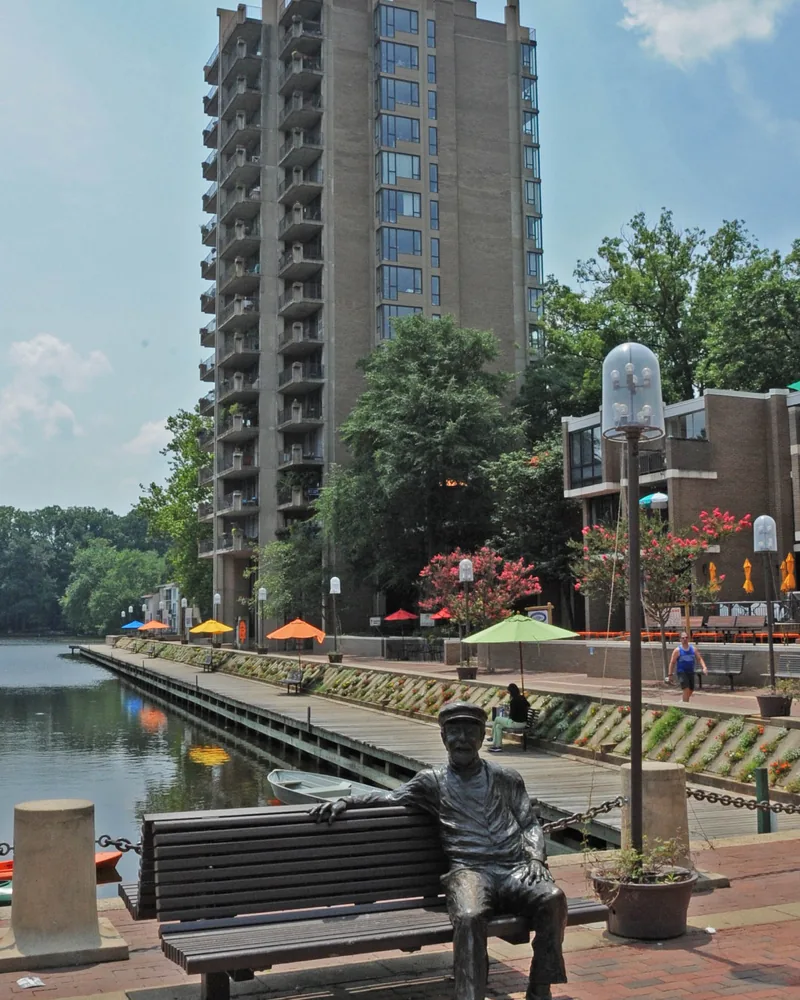Lake Anne Village Center plaza and lakefront buildings, Reston