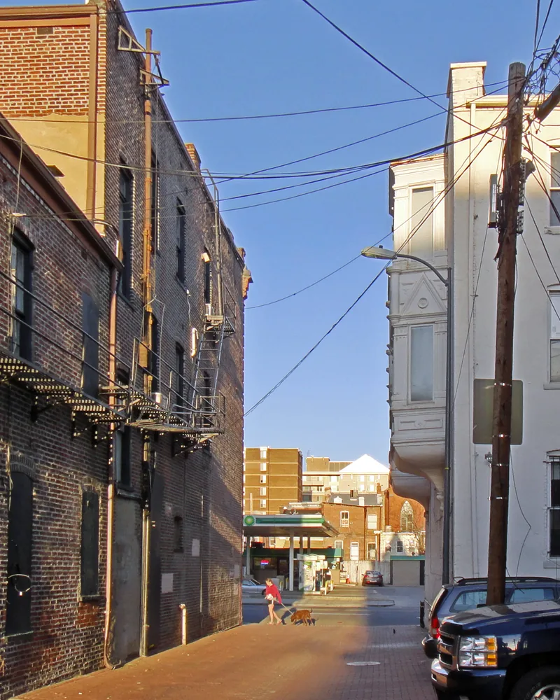 Blagden Alley buildings behind the rowhouses, Shaw